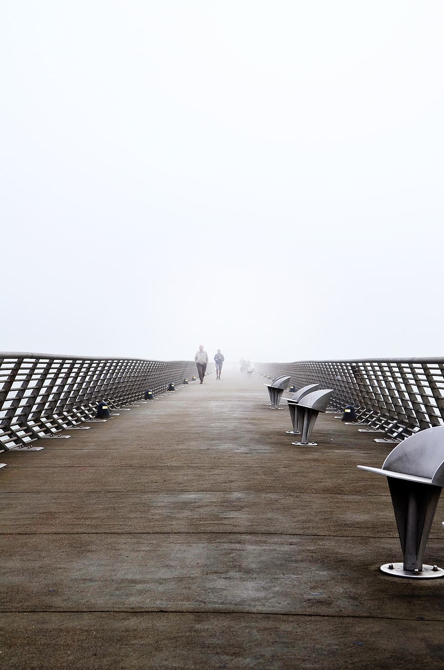 brown bridge, human, person, furniture, boardwalk, building, handrail HD wallpaper