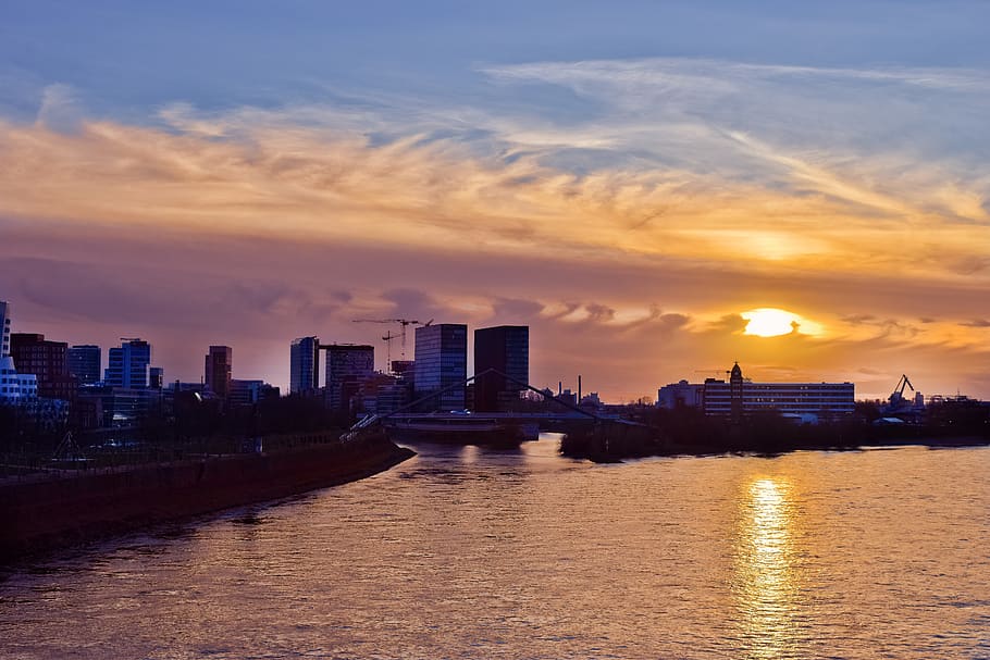 skyline, sunset, city, architecture, dusk, twilight, evening HD wallpaper