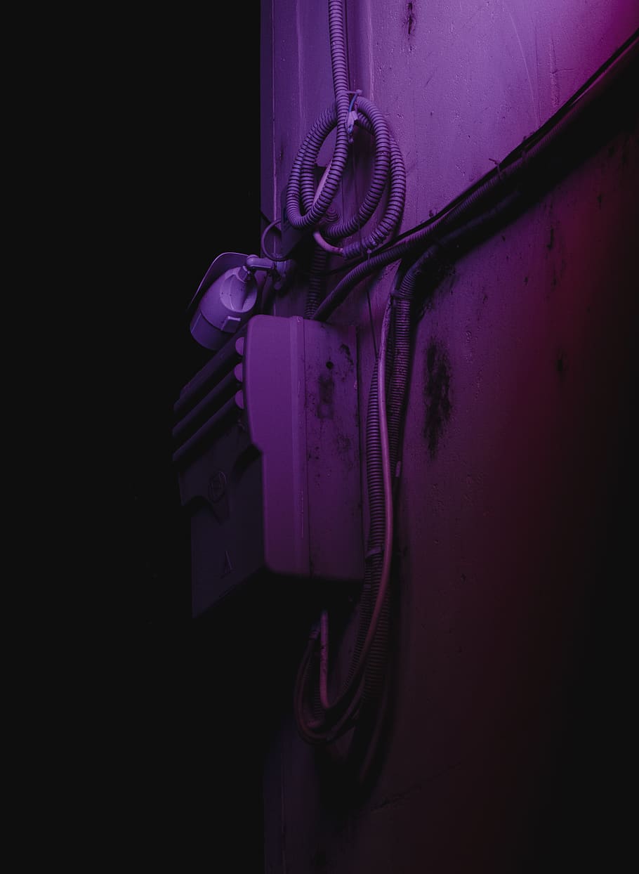 black coated wire on white wall, light, security camera, neon HD wallpaper