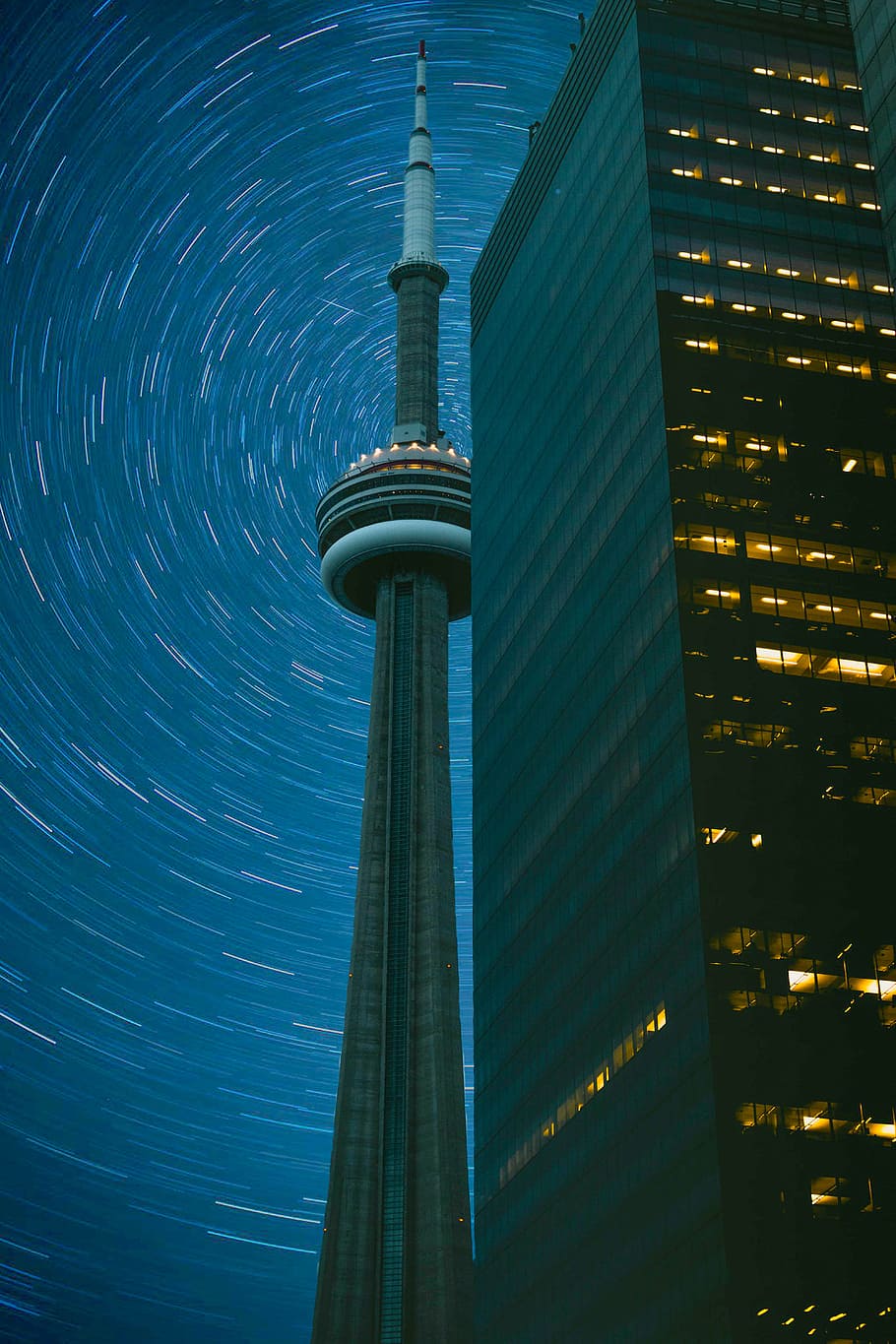 CN Tower in time-lapse photography, long exposure, skyscraper HD wallpaper