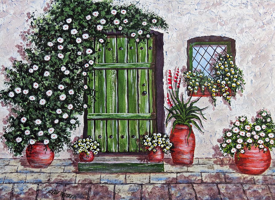 painting of Flower pot Painting by Ruth Dalavi