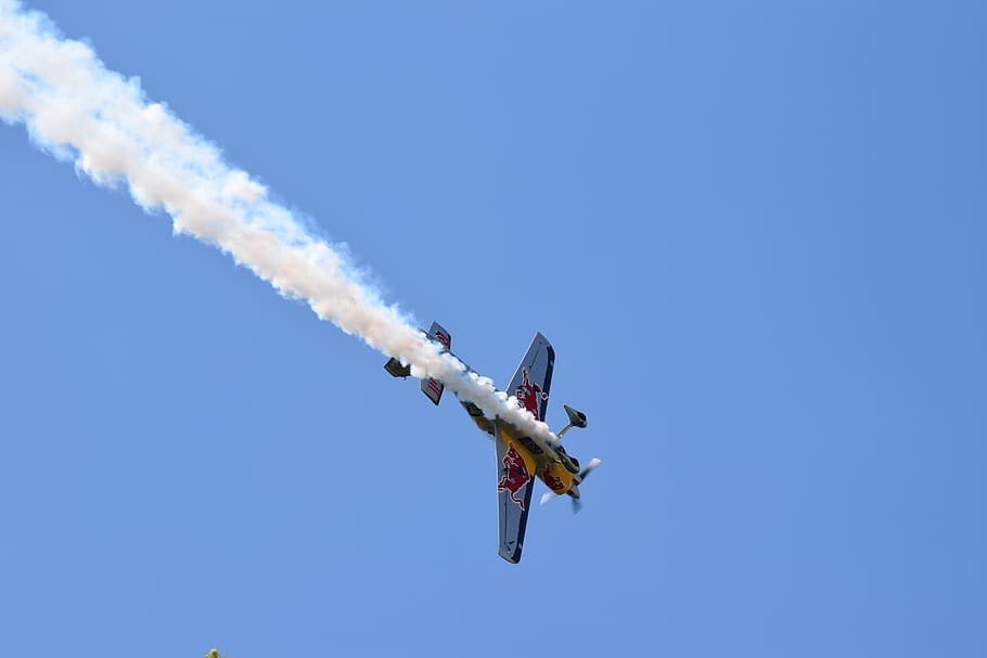 plane, acrobatic, sky, airshow, fly, performance, smoke, flying HD wallpaper
