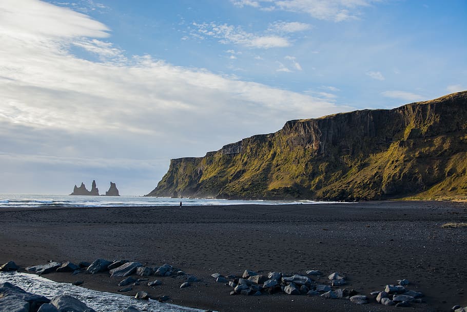 Hd Wallpaper Beach Black Sand Coastline Sea Iceland Vik