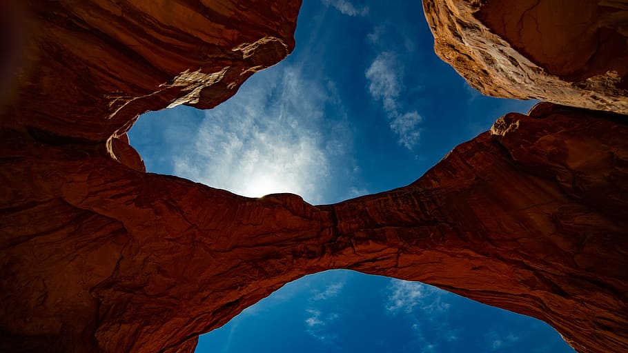 ant view of grand canyon, rock, stone, arch, sky, blue, cloud HD wallpaper
