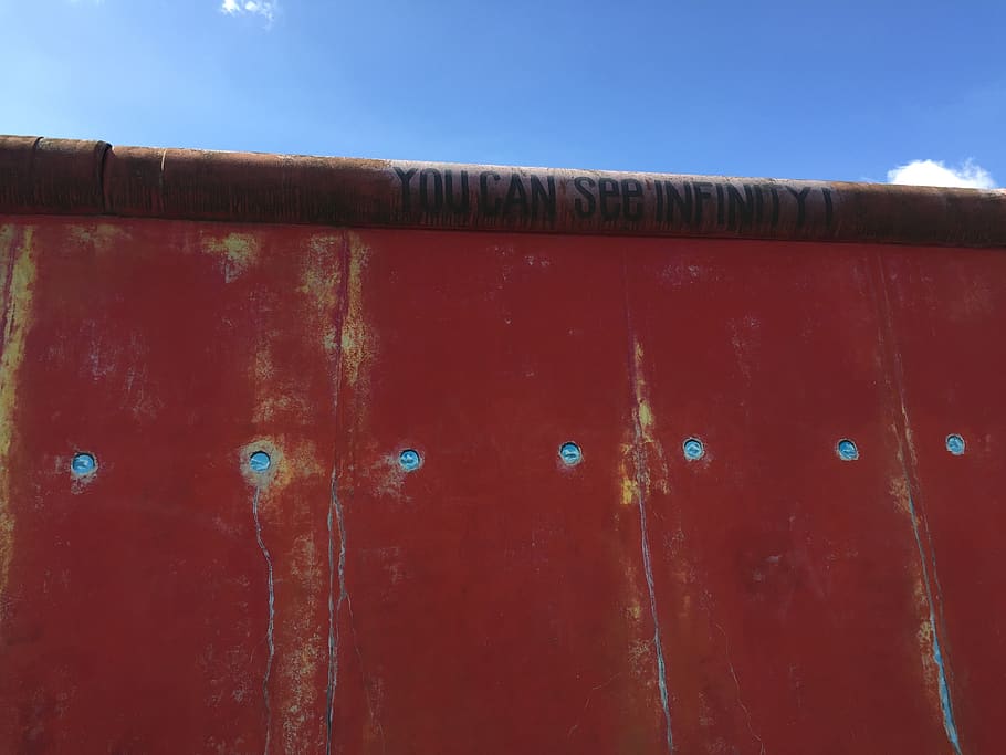 berlin, wall, germany, sky, nature, red, metal, blue, no people HD wallpaper