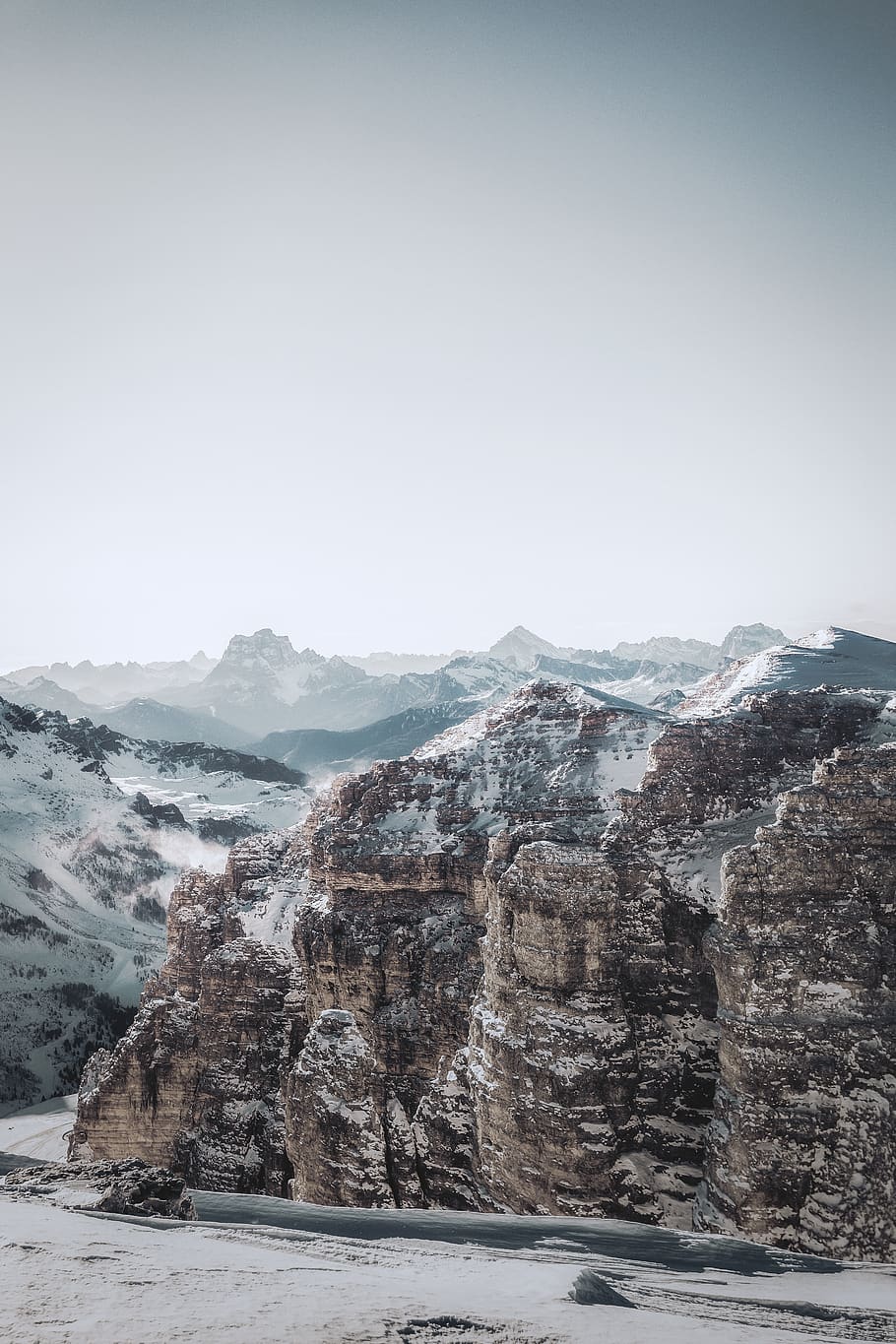 mountain range covered with snow, nature, outdoors, ice, cliff HD wallpaper