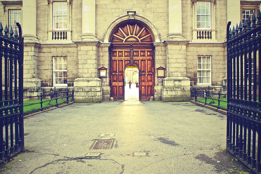 trinity college, dublin, ireland, building, historic, gate