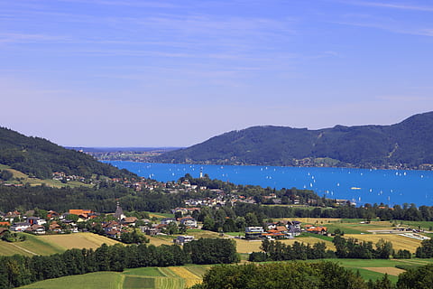 attersee, lake, abtsdorf, view, panorama, summer, village, upper austria HD wallpaper
