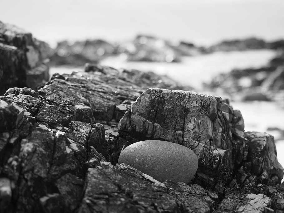 rock, pebble, beach, nature, solid, rock - object, day, land HD wallpaper