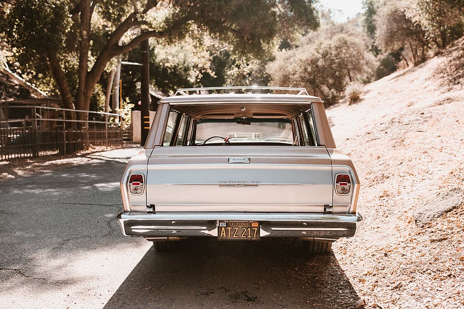 white classic car, californium, sunshine, summer, chevrolet, transportation HD wallpaper