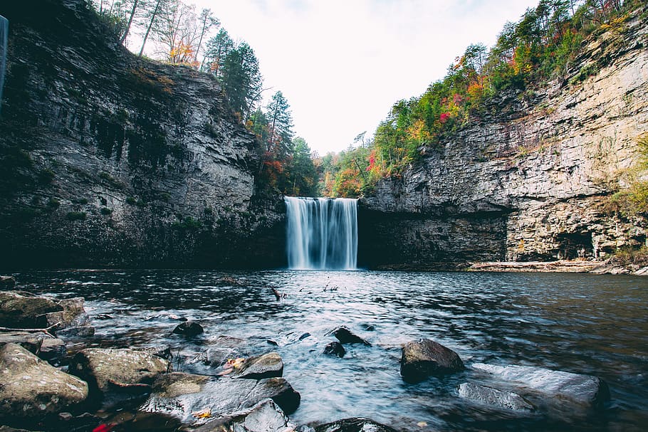 waterfalls photography, rock, rock - object, solid, scenics - nature HD wallpaper