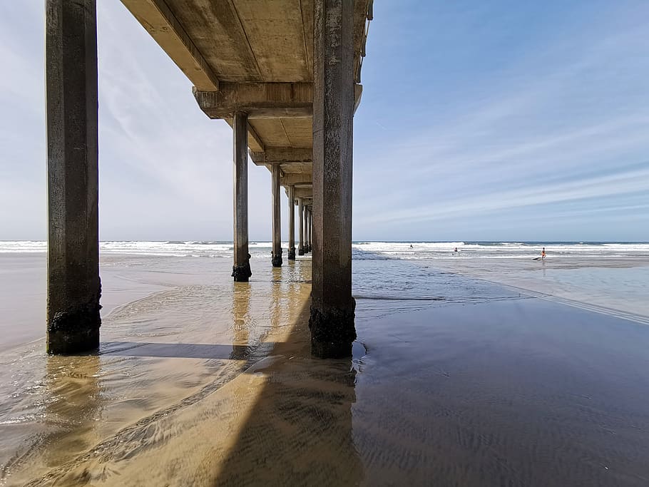 pier, ocean, beach, sea, water, travel, vacation, scenery, seaside HD wallpaper