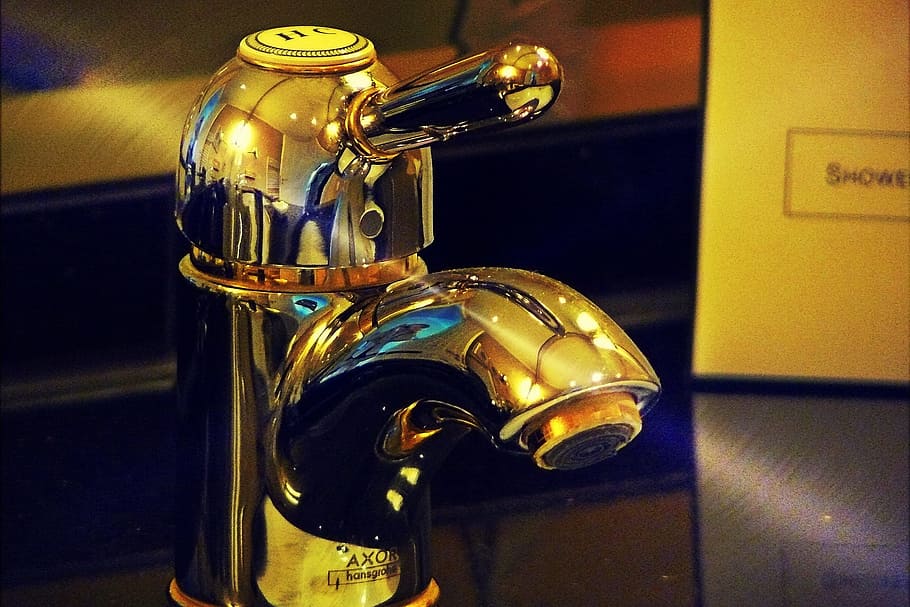 faucet, null, metal, object, water, flow, indoors, no people HD wallpaper