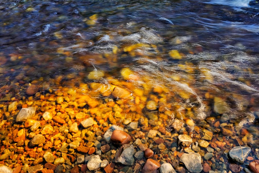 united kingdom, inverness, river coiltie, stream, sun, pebbles