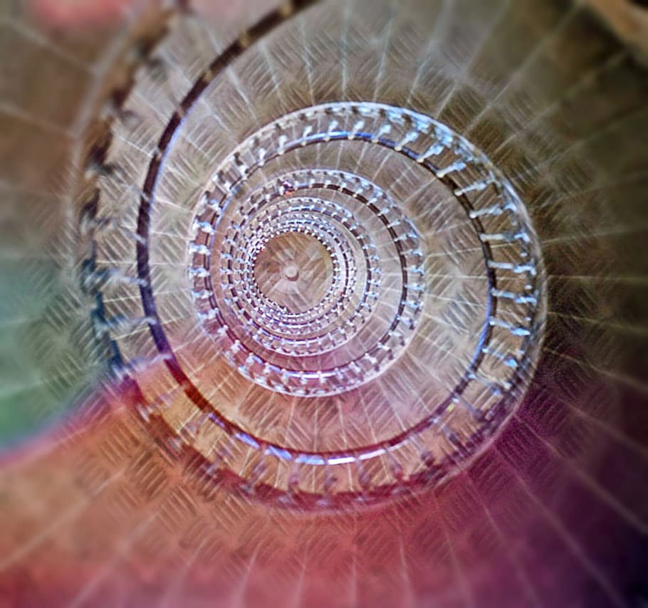 spiral, stair, staircase, step, route, path, indoors, architecture HD wallpaper