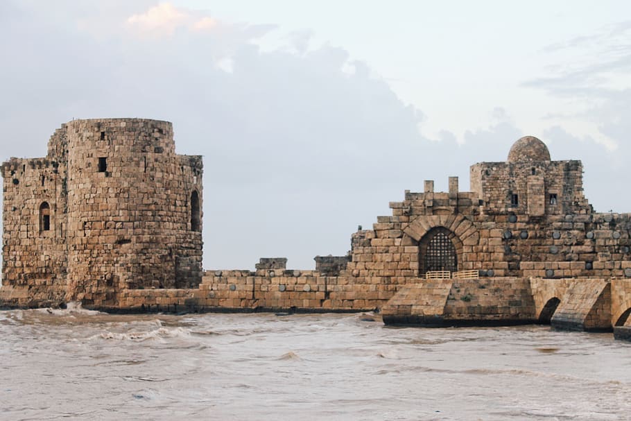 lebanon, sidon, castle, sea, oldcity, built structure, architecture, HD wallpaper