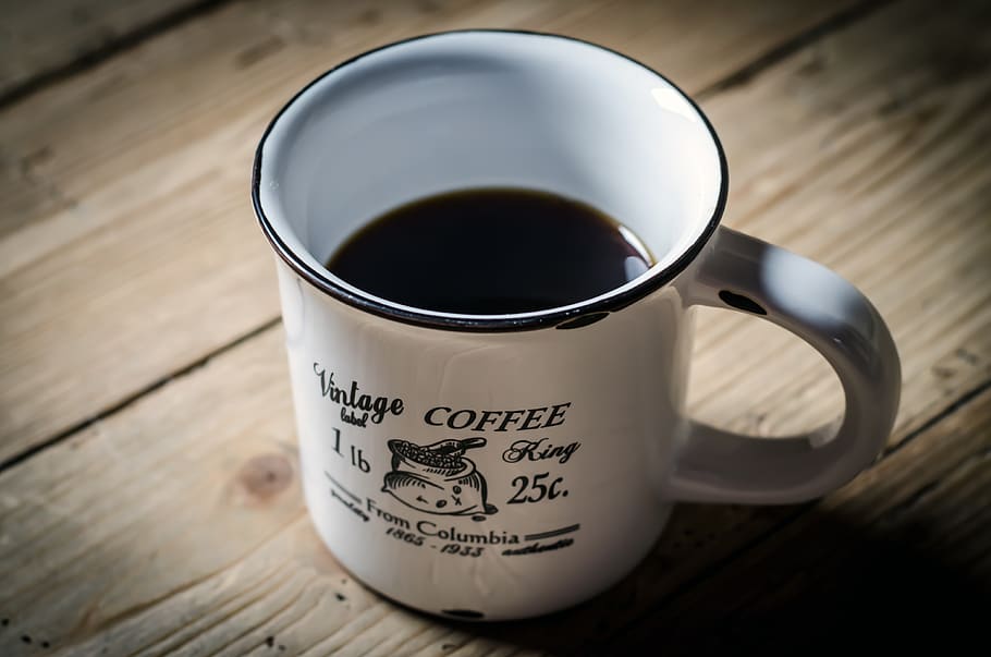 White and Black Mug With Black Liqour, beverage, caffeine, coffee HD wallpaper