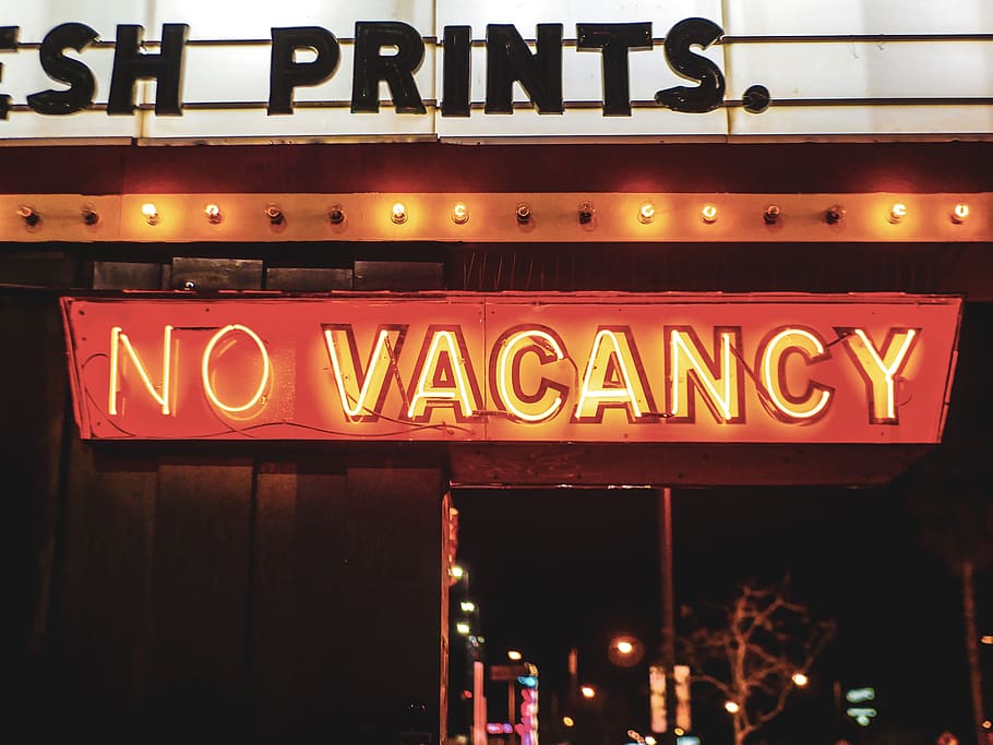 No Vacancy Neon Light Sign, blurred background, close-up, colors, HD wallpaper