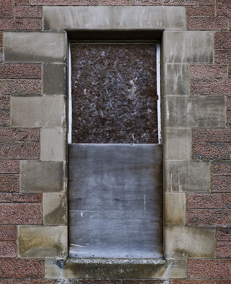 window on brown bricks, wall, concrete, flagstone, path, walkway, HD wallpaper