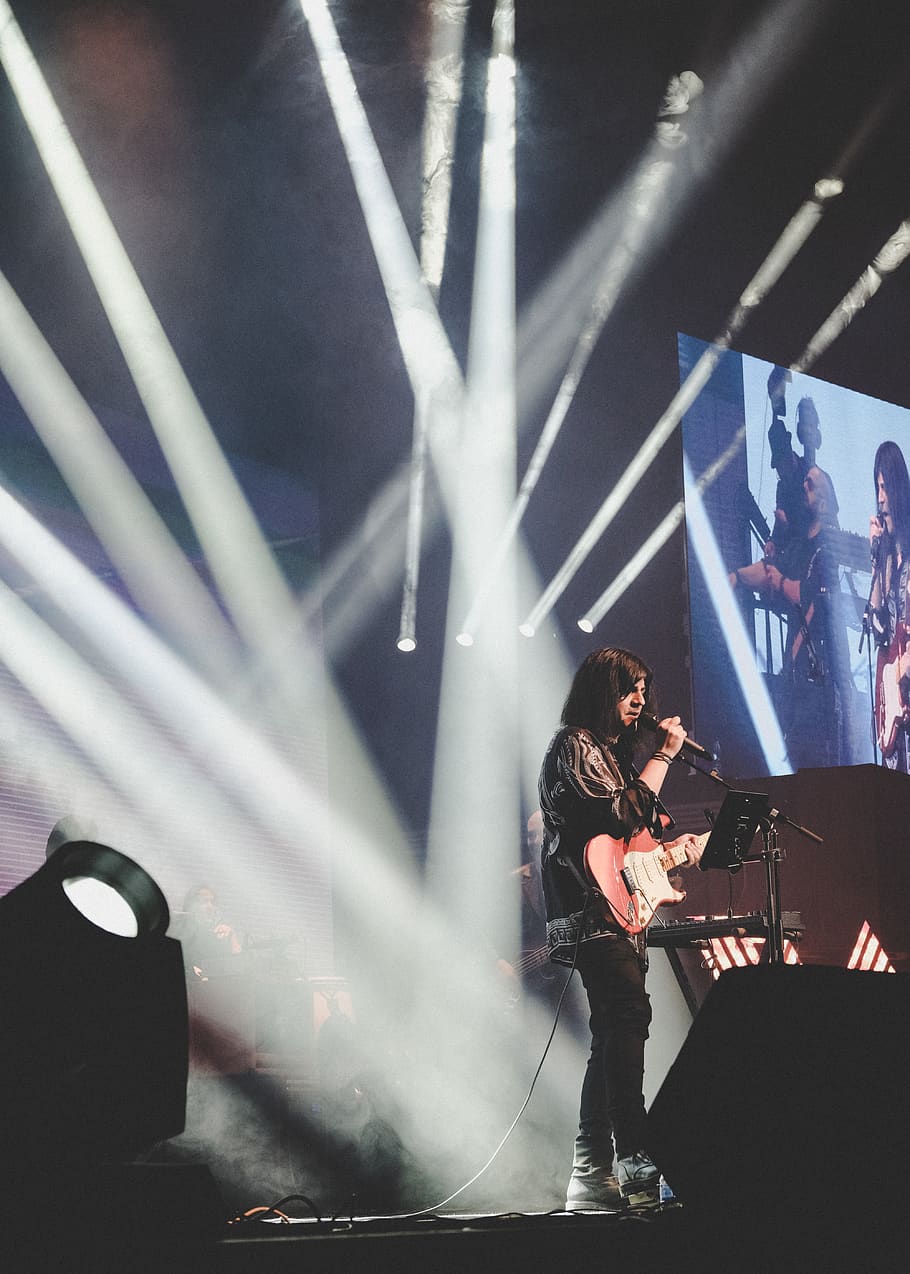 human, person, crowd, stage, musician, musical instrument, guitar HD wallpaper