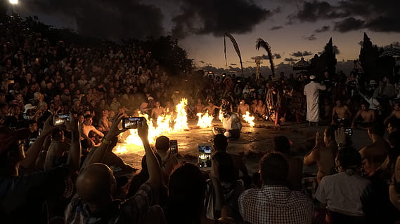 person, human, fire, flame, bonfire, indonesia, kecak dance HD wallpaper