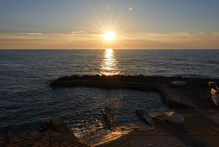 mallorca, sunset, spain, sea, romantic, mood, vacations, sky HD wallpaper