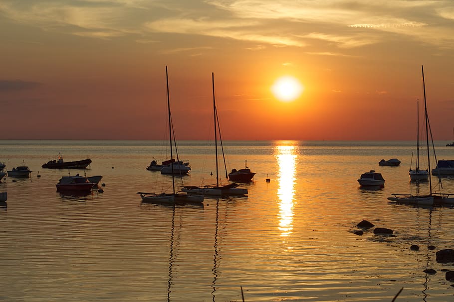 sunset, sky, landscape, mood, nature, romantic, evening, orange HD wallpaper