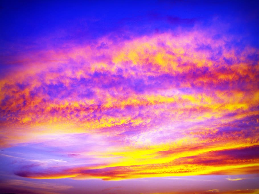 Yellow and Orange Clouds, beautiful, cloudiness, cloudscape, cloudy HD wallpaper