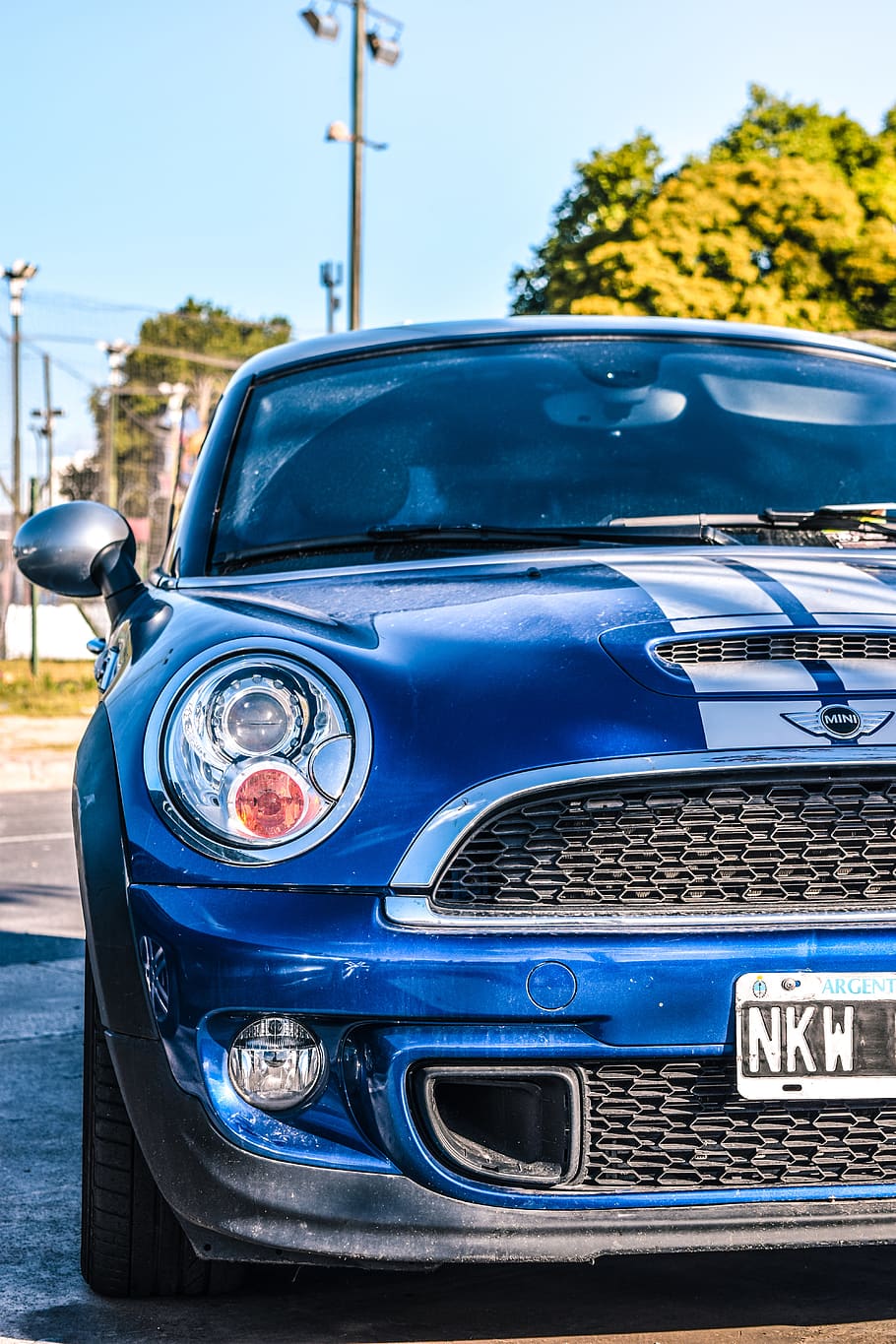 auto, car, mini, cooper, blue, summer, mode of transportation HD wallpaper