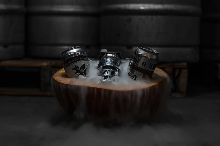 three cans on bucket, helmet, apparel, clothing, wristwatch, wood HD wallpaper