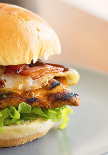 american, background, barbecue, big, bread, bun, burger, chicken HD wallpaper