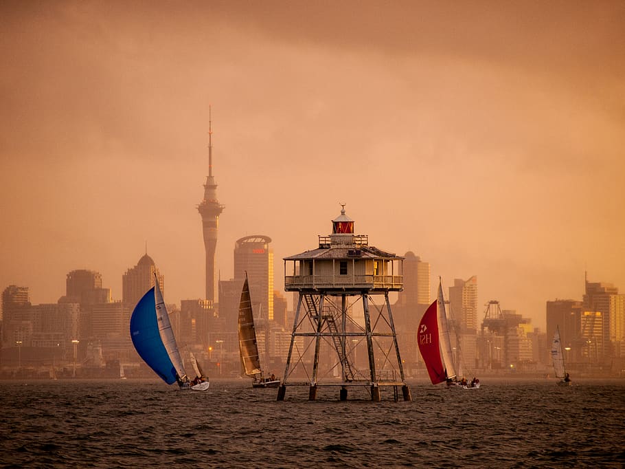 rig surrounded with sailboats, architecture, built structure HD wallpaper