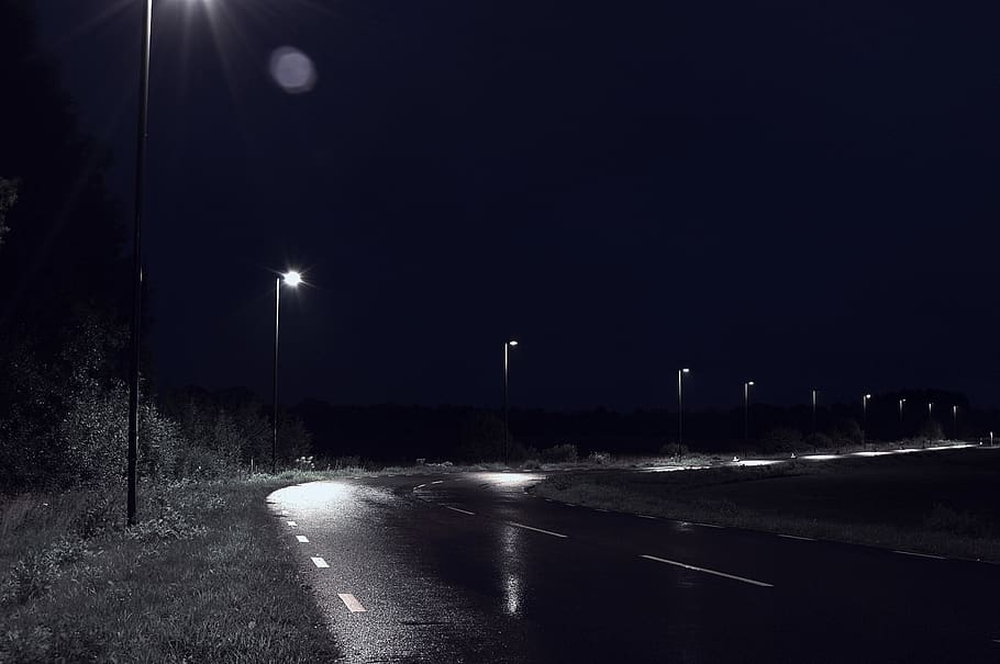 HD wallpaper: sweden, night, lights, rain, road, illuminated, street ...