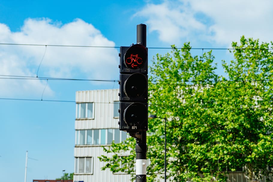 black traffic light, stoplight, sky, sign, road signal, cloud - sky HD wallpaper