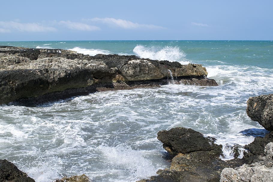 sea, rocks, cliffs, water, nature, costa, landscape, puglia HD wallpaper