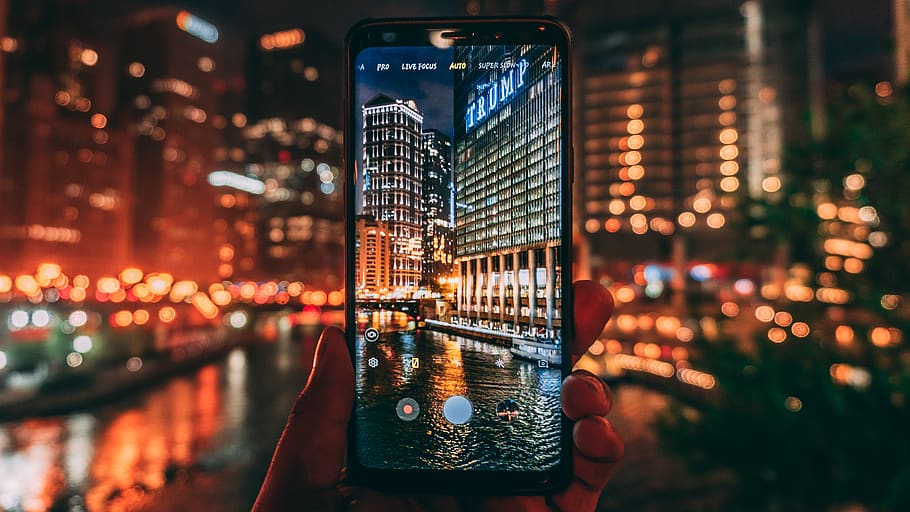 Taking Photos, buildings, chicago, city, electronics, illuminated HD wallpaper