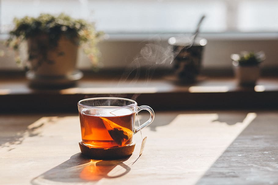 Clear Glass Mug, blur, close-up, coffee cup, drink, hot, indoors HD wallpaper