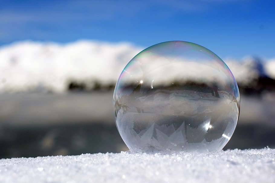 soap bubble, zer, winter, cold, ice cold, frozen, frozen bubble HD wallpaper