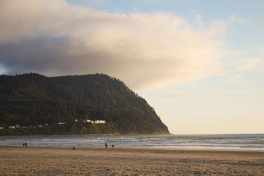 seaside, oregon, beach, sky, water, land, beauty in nature HD wallpaper