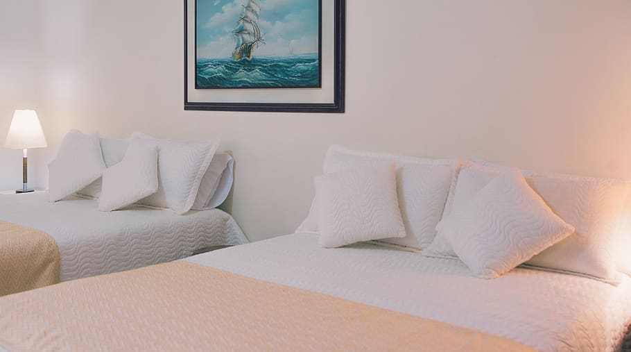 Two White Bed Mattresses Near Wall, cushion, indoors, inside HD wallpaper