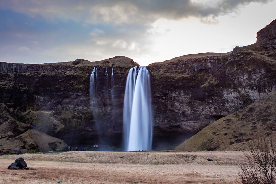 waterfalls by the cliff, outdoors, river, nature, seljalandsfoss HD wallpaper