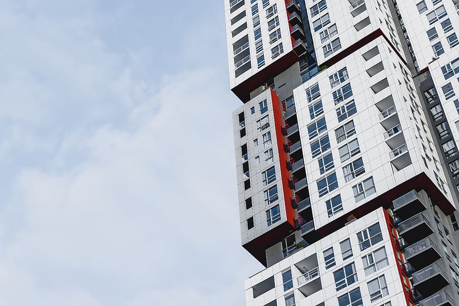 low-angle view of white building, sky, cloud, window, architecture HD wallpaper