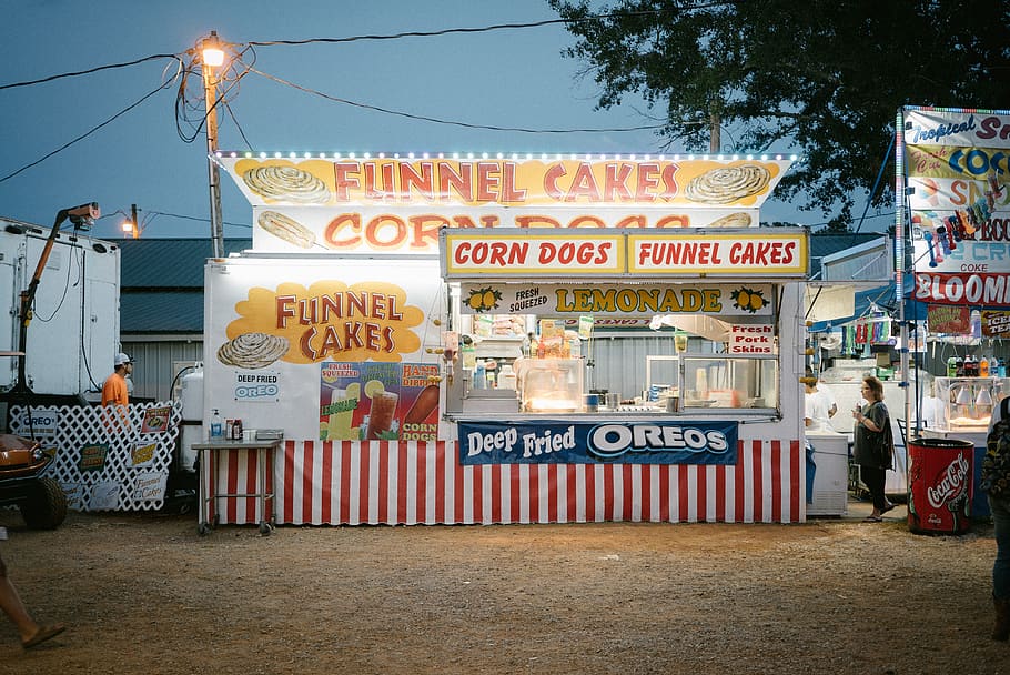 white and red Funnel Cakes storke, text, architecture, building exterior, HD wallpaper