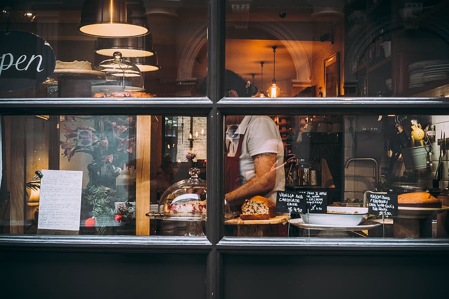 Woman in Restaurant Wearing Apron, bakery, chef, coffee, commerce HD wallpaper