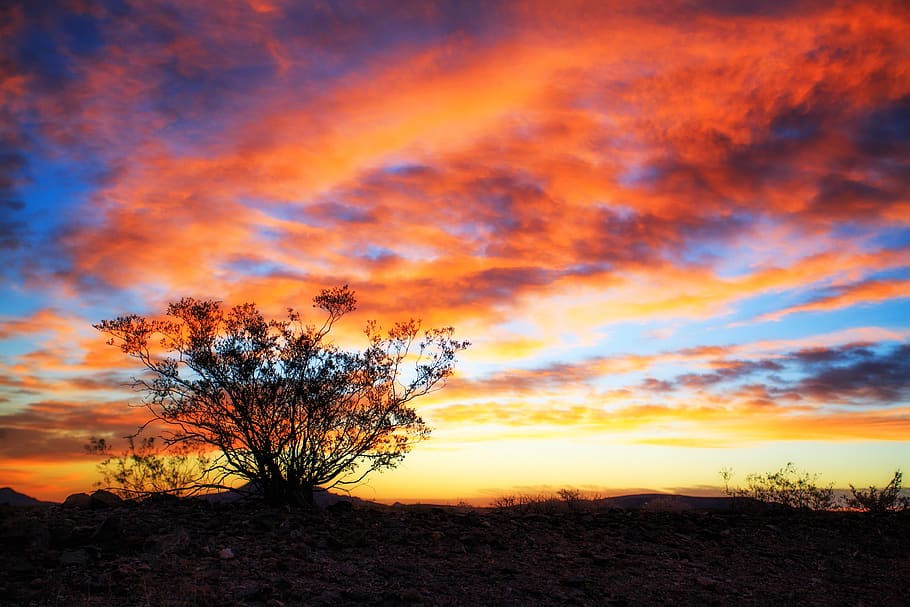 sunrise, sky, clouds, silhouette, sunset, landscape, nature HD wallpaper