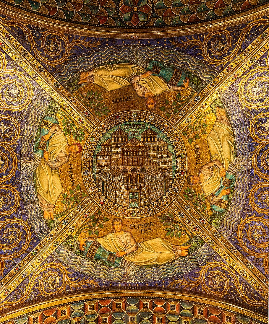 mosaic, ceiling, pattern, design, architecture, construction HD wallpaper