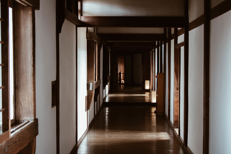 flooring, corridor, castle, japan, traditional interior, japan interior