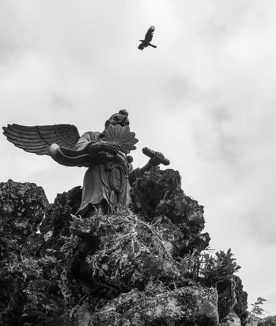 japan, kamakura, sky, representation, statue, sculpture, low angle view HD wallpaper