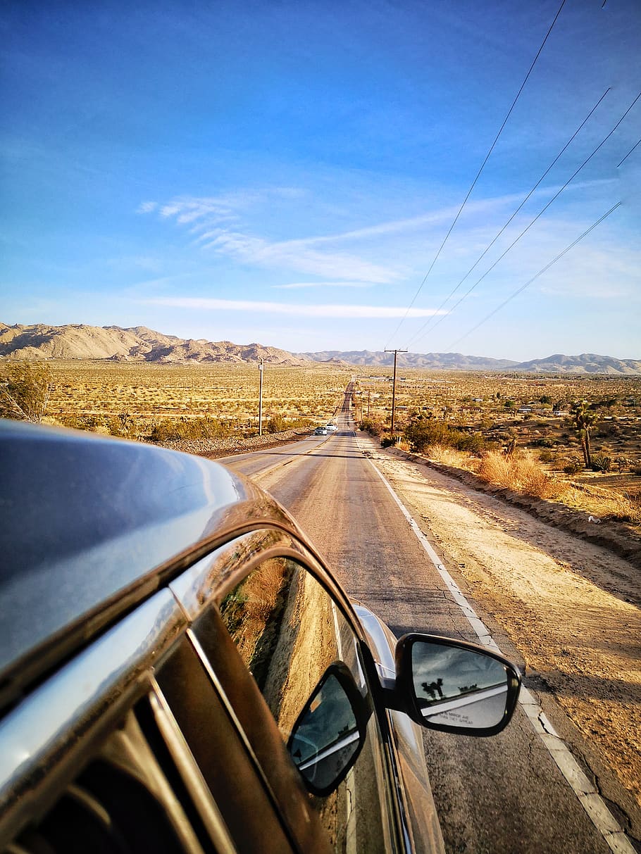 reflection of car side mirror, road, tarmac, asphalt, highway HD wallpaper