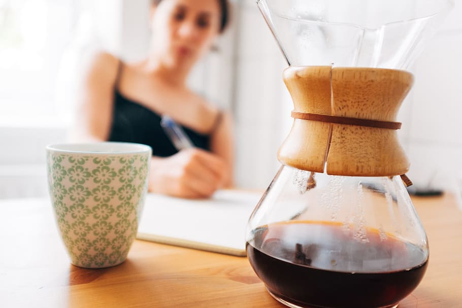 Drinking Chemex coffee and journaling, art, background, beverage, HD wallpaper